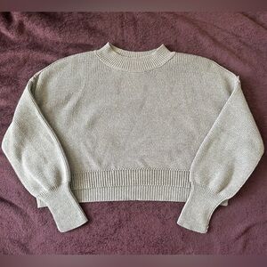 Free People Easy Street Cropped Ribbed Mock Neck Sweater XS Gray